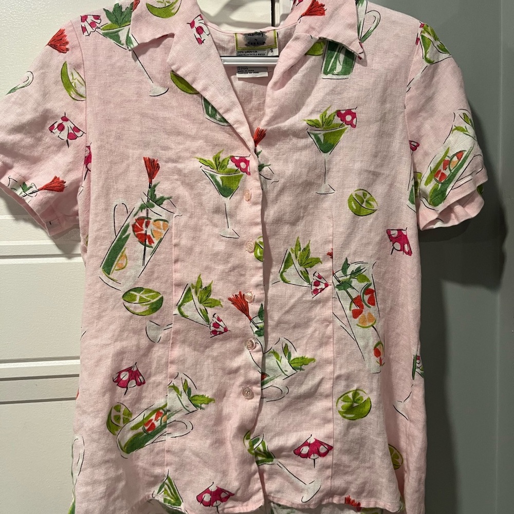 Pink Cocktail Print Blouse
